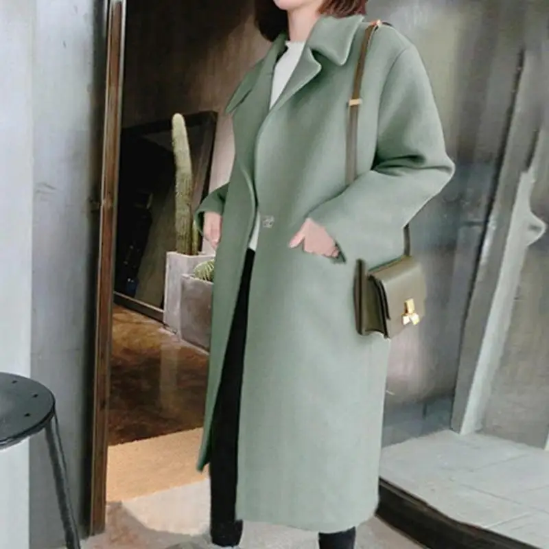 Новинка 2019 корейское пальто модное Осеннее женское длинное однотонное с