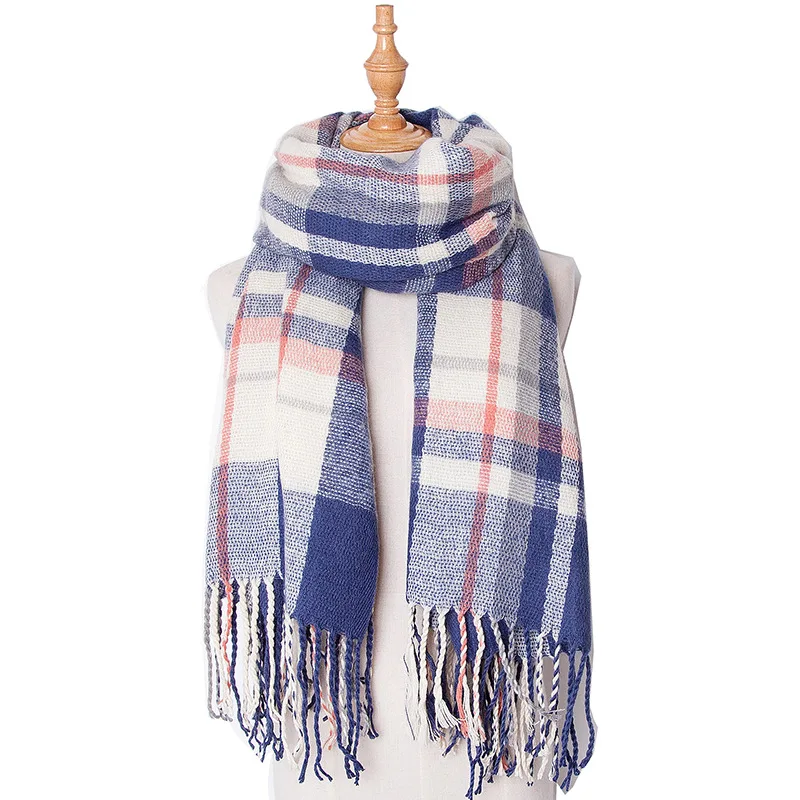

70*200cm New European and American 7 Colour Imitation Cashmere Color Matching Warm Thick Double-sided Collar Letter Ladies Shawl