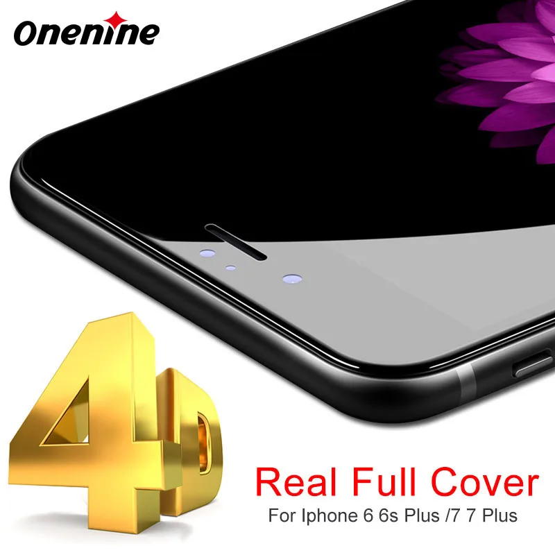 4D закаленное стекло с резьбой Защитная пленка для iPhone 7 8 Plus 3D 9H углеродное волокно