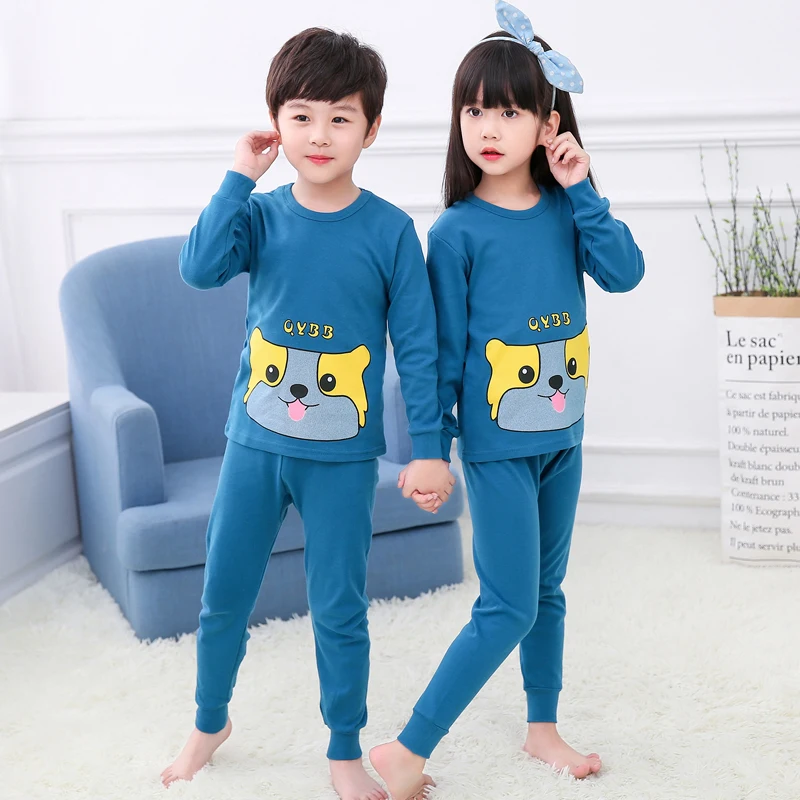 

Women's Sets Girls Autumn Clothes Pants Sets 2-12 Y Children's Cotton Cartoon Warm Clothes Round Neck Long-Sleeved Trousers Suit