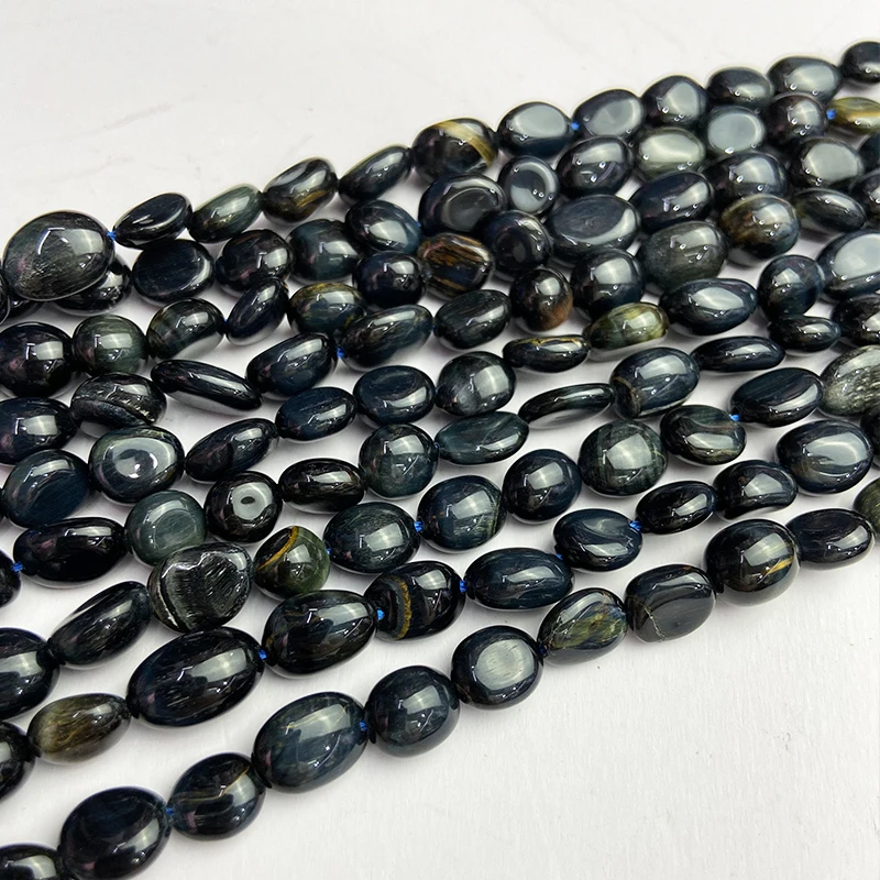 

Бусины Из Натурального тигрового глаза, нестандартные бусины темно-синего и черного цветов, для изготовления браслетов, ожерелий, ювелирны...