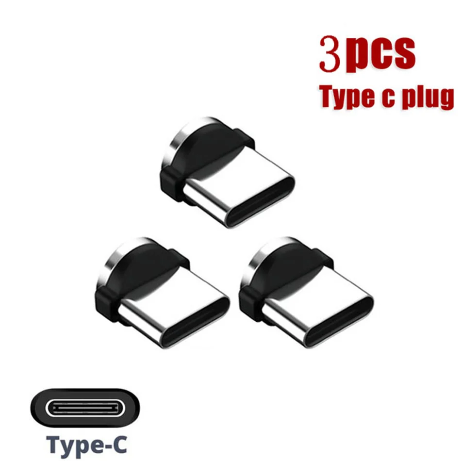 3pcs Charging Cable Adapter For Mobile Phone 360 Degree Rotation Magnetic Tips Replacement Parts Easy Operate Durable Converter