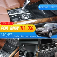 car gear panel sticker steering wheel decoration strip frame cover abs carbon for bmw x5 x6 e70 e71 2008 2013 interior accessory