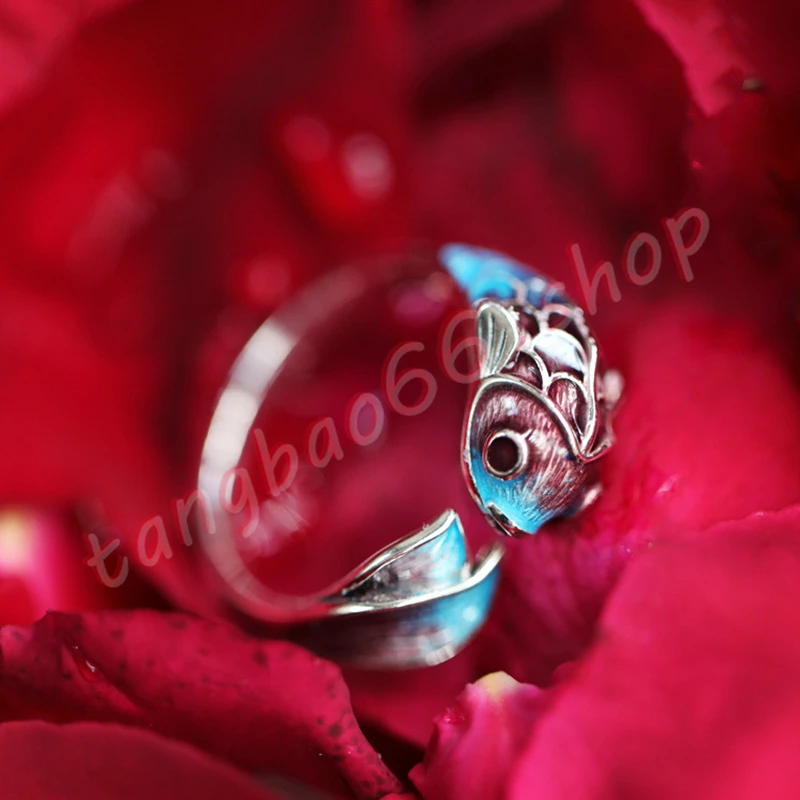 Кольцо koi fish в китайском стиле для девушек кольцо удачи ретро Серебряная Фея | Дом