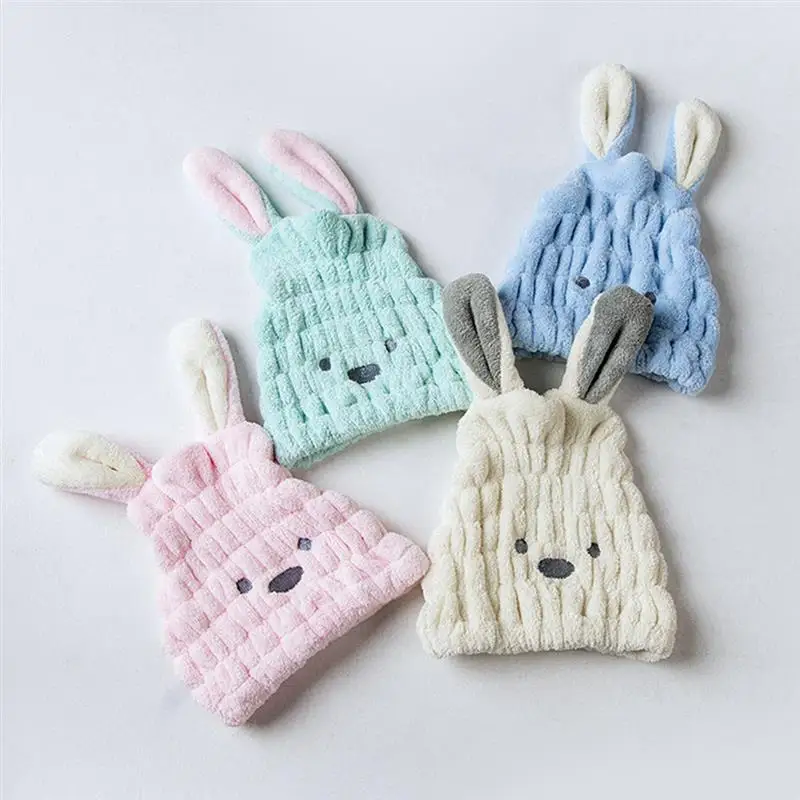 

Cute Dry Hair Cap Absorbent Fast Drying Rabbit Ears Hair Turban Hair Wrap Dry Hair Hat for Adults