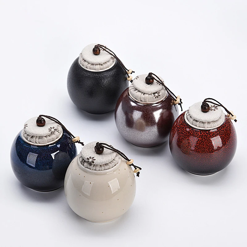 Black Ceramic Tea Caddy Portable Candy Box Home Sealed Coffee Bean Flower Storage Jar Moisture-proof Kitchen Food Container |