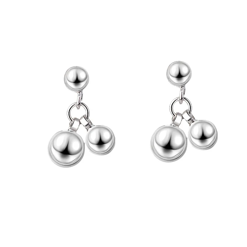 Серебряные круглые серьги-гвоздики с бусинами асимметричные серьги Т-образными