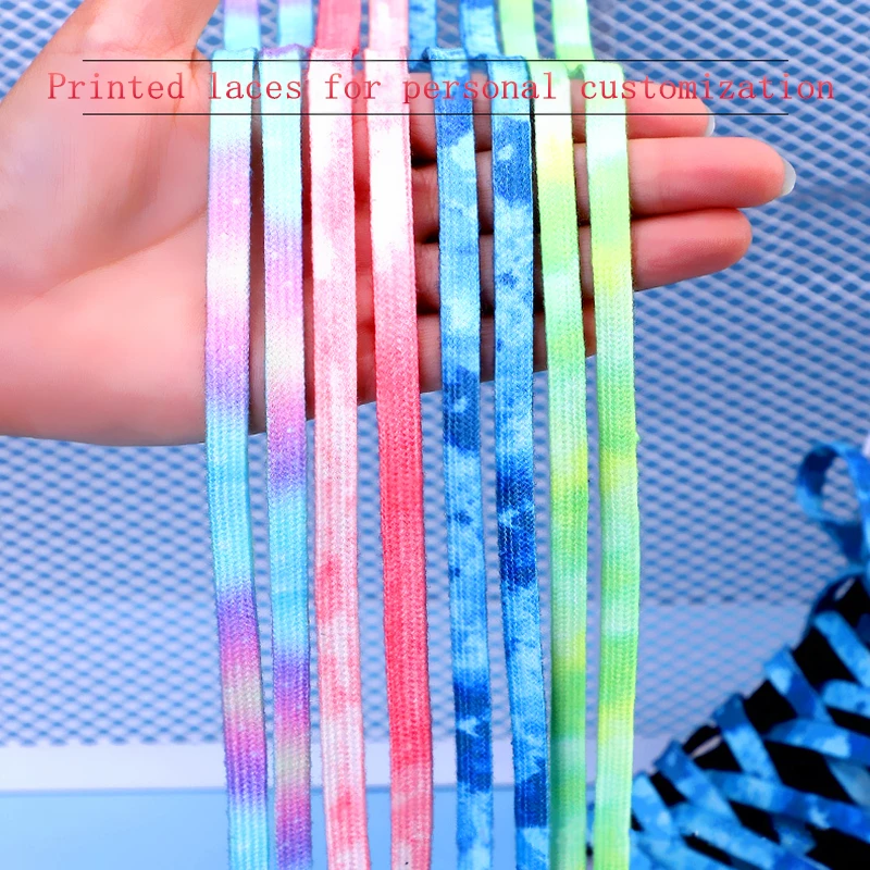 Tie-dyed Shoelaces Flat AF1 Sneakers Shoelace Basketball Shoes Personality Color Sports Shoe Laces Rope Wholesale Fashion New