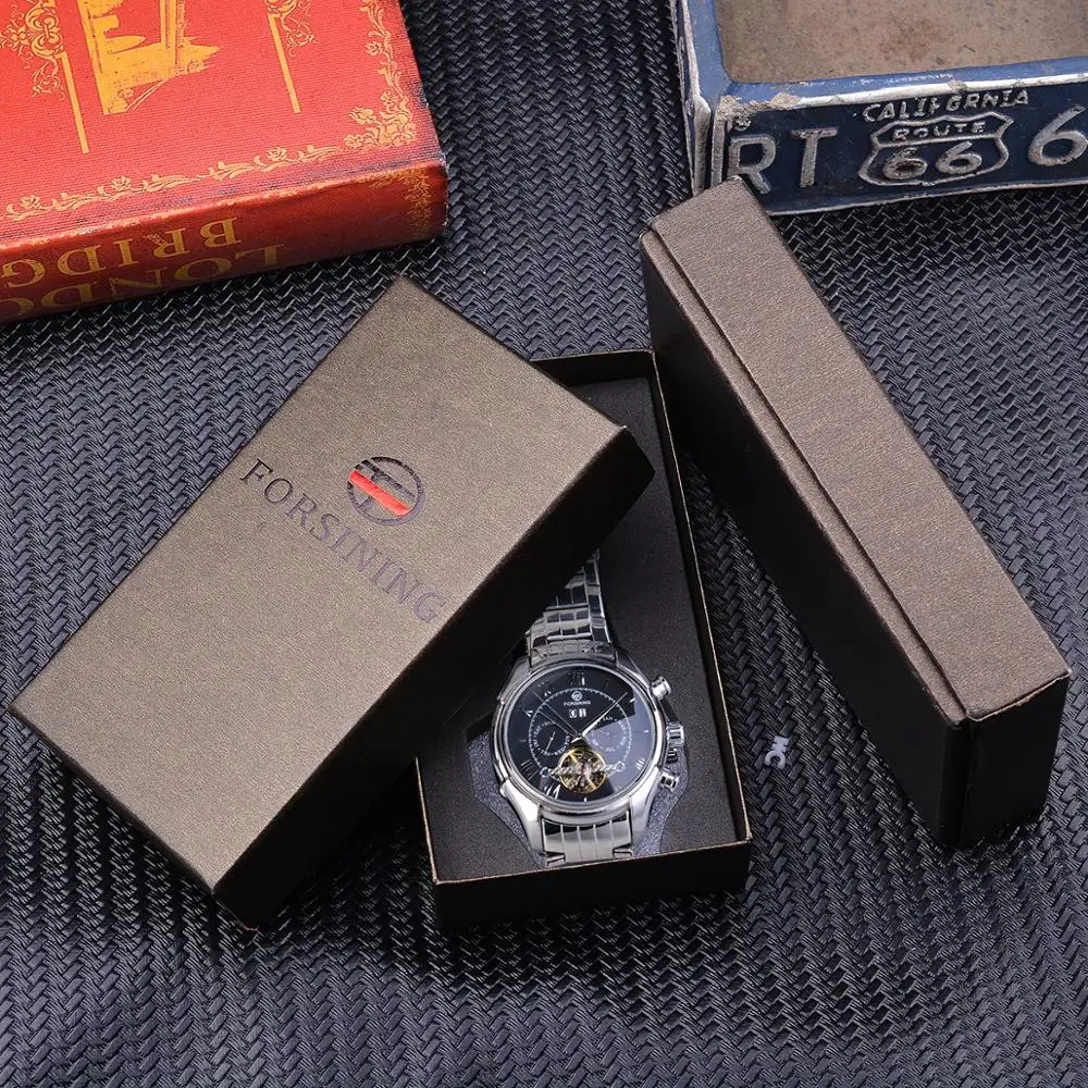 

Forsining Automatic Machanical Mens Watch Top Brand Luxury Fashion Man Wrist Watches Silver Stainless Stee Business Male Clocks