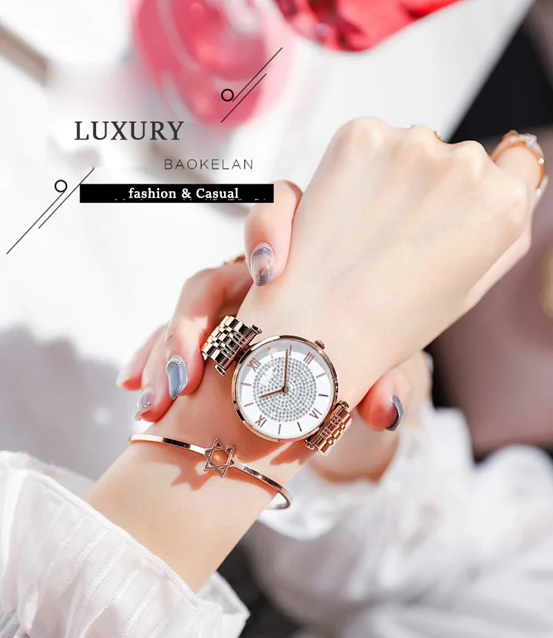 Montre Femme, современная мода, Reloj Mujer, стразы, часы для женщин, сетчатый Браслет из нержавеющей стали, роскошные Звездные наручные часы для женщин
