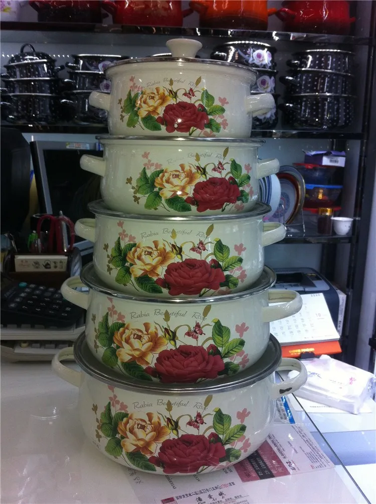 Набор эмалированной посуды 5 шт. кастрюля для супа тушения индукционная плита