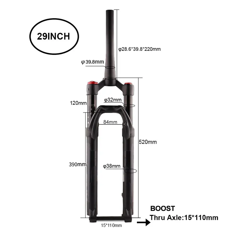 

Lightway 27.5 29 Power Fork Through Axle Suspension 32 RL Quick Release Tapered Bounce Adjustment Mountain Bike Accessories