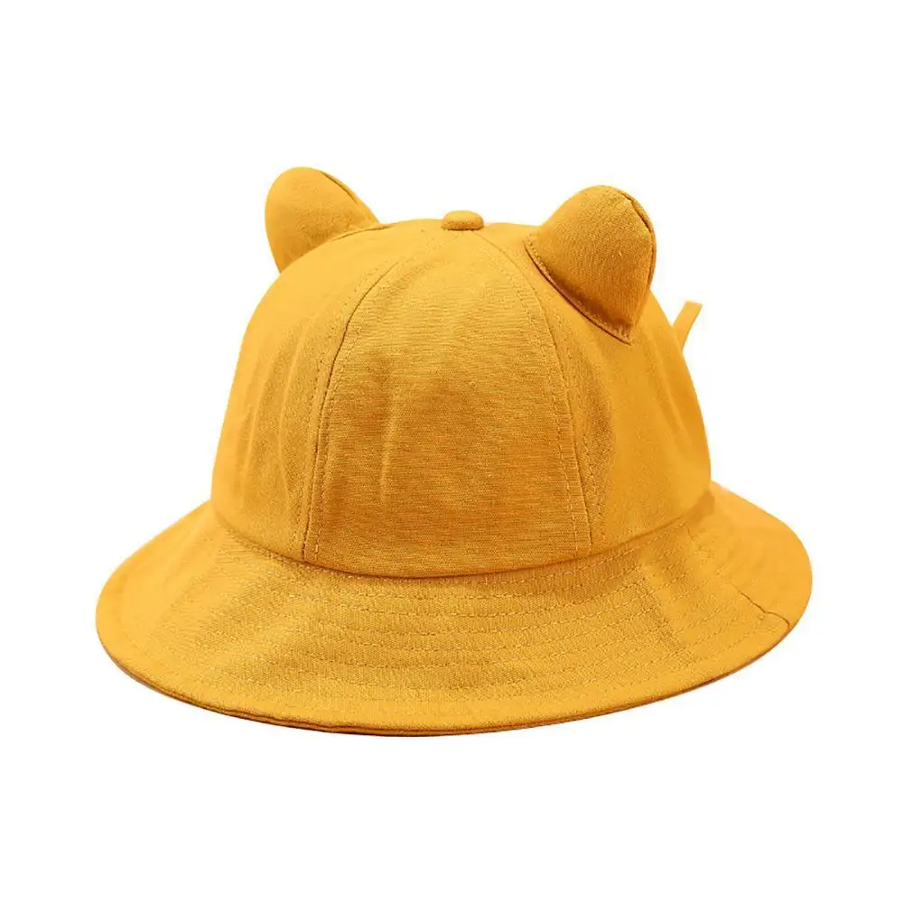 

Hats Cute Cat Ears Solid Color Women Fisherman Hat Folding Outdoor Bucket Cap