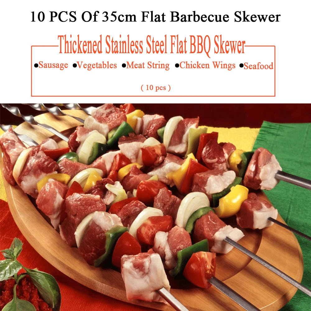 

35cm Skewer for Barbecue Skewers BBQ Tools Skewers for Kebabs Handle Kebab Barbecue Grill BBQ Fork Stainless Steel for Seefood