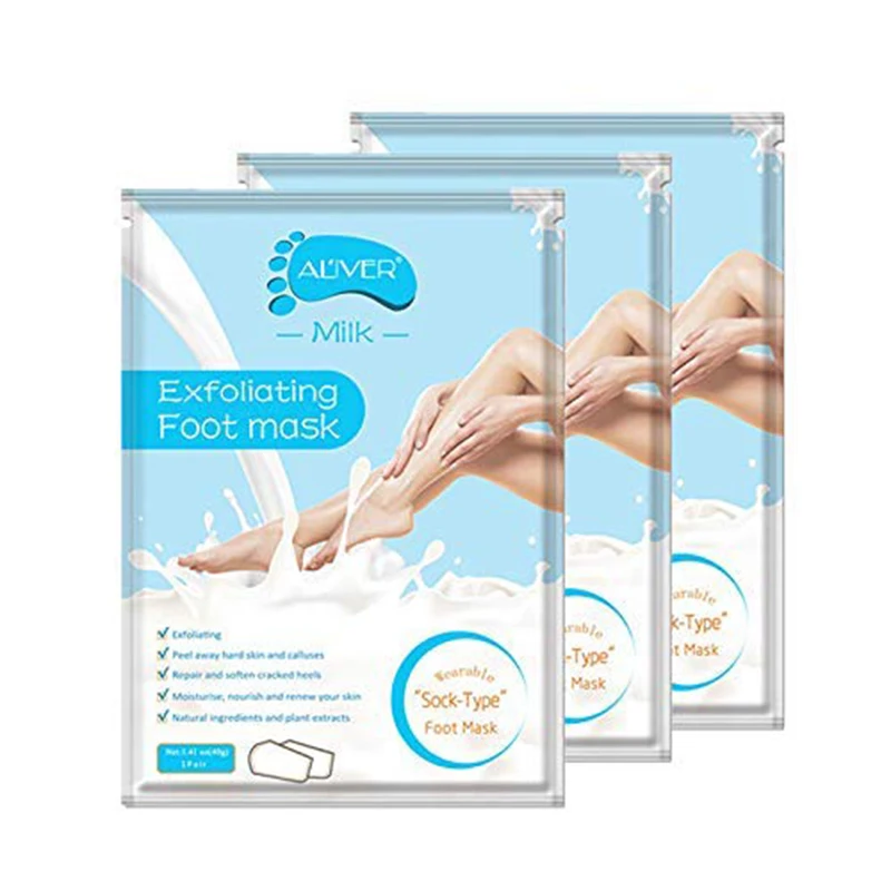 Aliver 3 Pack Baby Foot Peel Mask Exfoliator Off Calluses Dead Skin Callus Remover Soft Contact Feet(Milk) | Красота и здоровье