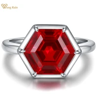 wong rain vintage 100 925 sterling silver asscher cut ruby gemstone wedding engagement simple ring fine jewelry gifts wholesale