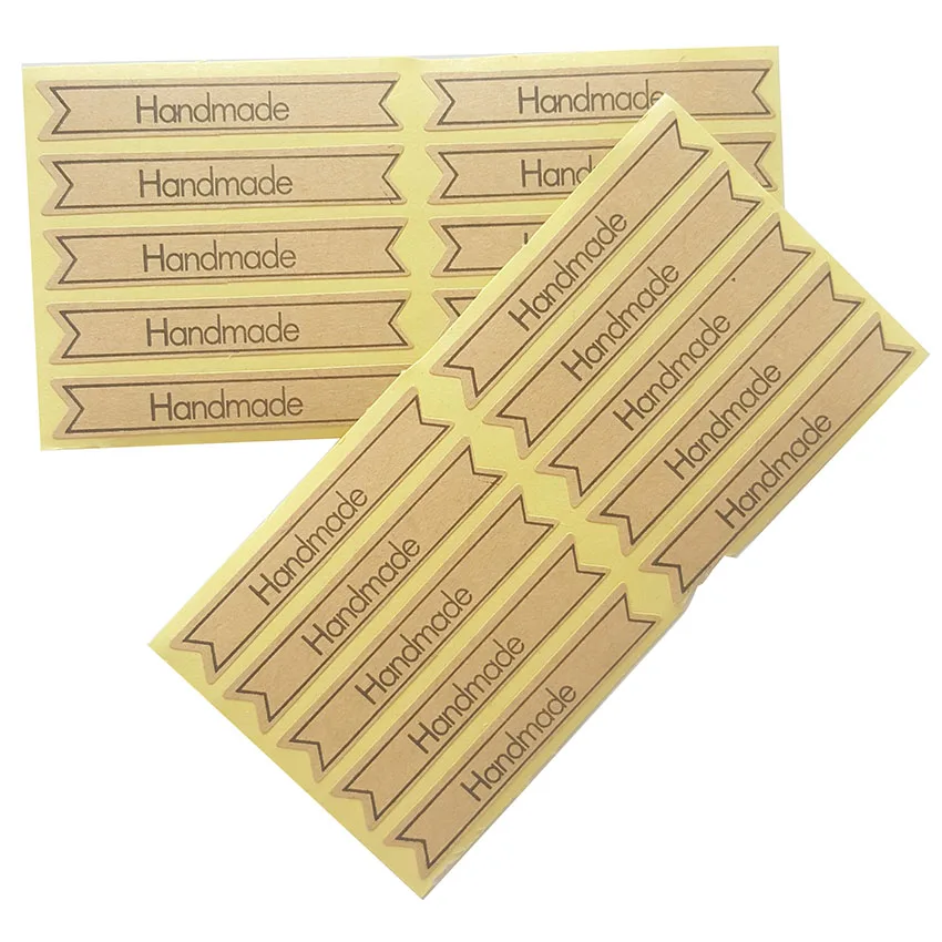 100 шт./лот Ручная работа Полоска наклейка из крафт-бумаги Подарочные наклейки для