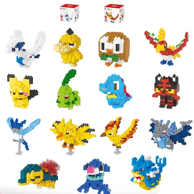 

18 Types Pokemon Building Blocks Action Figure Granules Pocket Monster Pikachu Diamond Mini Model One Piece Collect Toy for Kids
