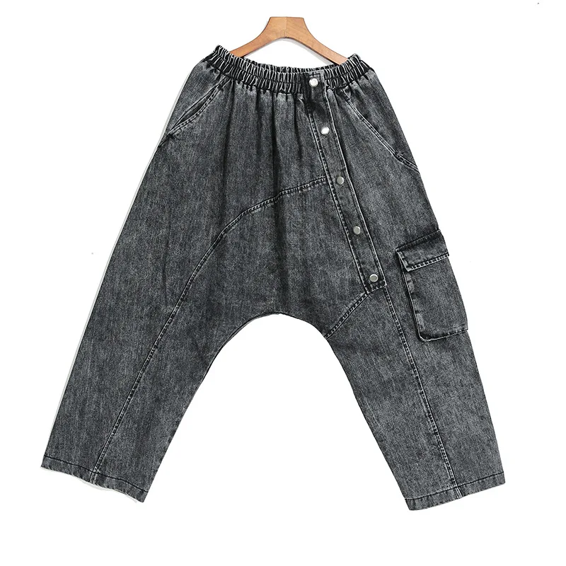 black ZLL4423 XITAO, женские черные широкие брюки, женская мода, новинка, осенние элегантные штаны с эластичным поясом и карманами, длина до лодыжки, ZLL4423 - Color: black ZLL4423