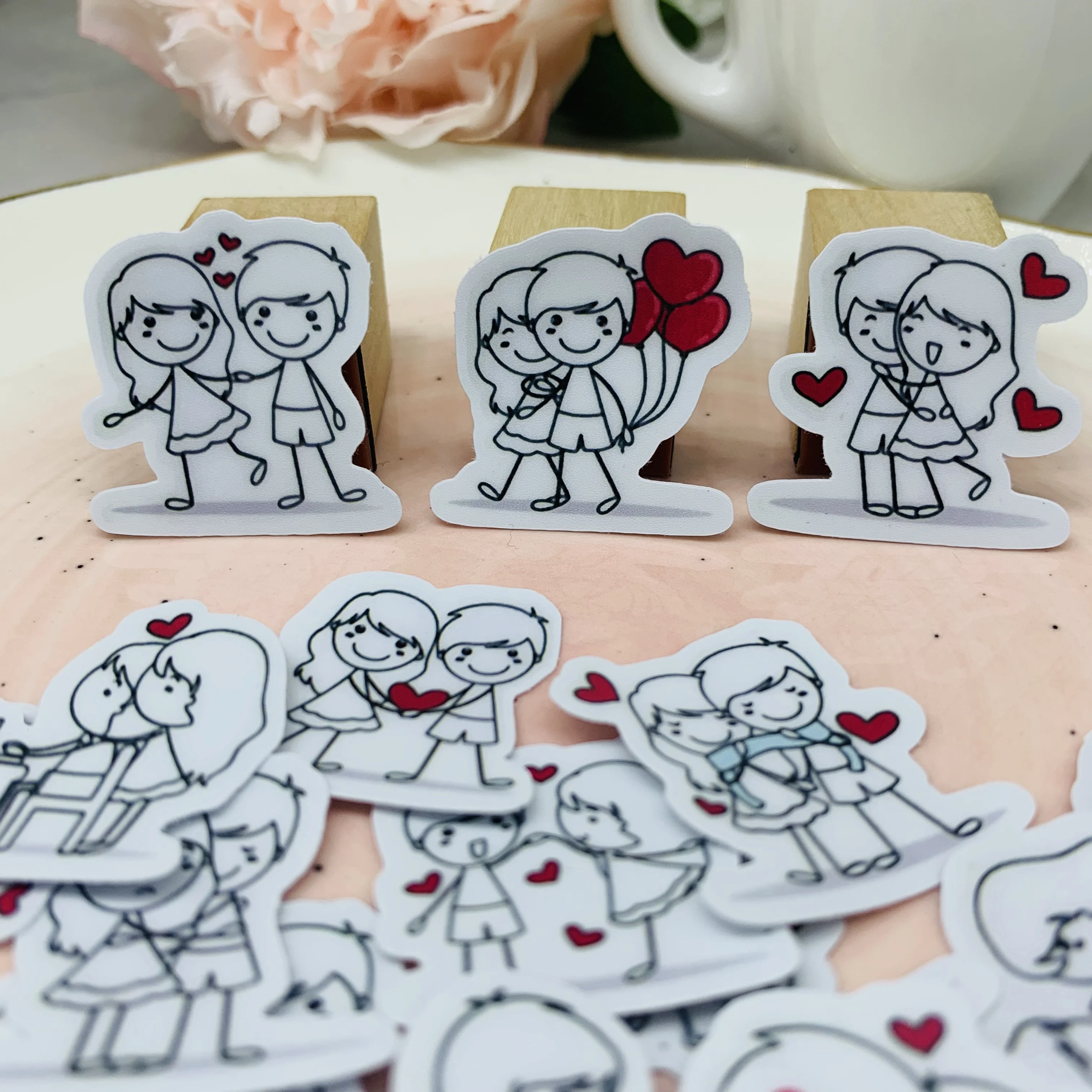 

40Pcs/Bag Cartoon White Lover Heart Sticker DIY Scrapbooking Album Junk Journal Planner Decorative Stickers