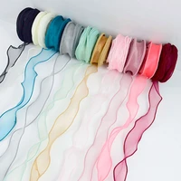10yard wave lace ribbon silk organza ribbon bow material diy gift wrapping handmade sewing craft accessories clothing decor