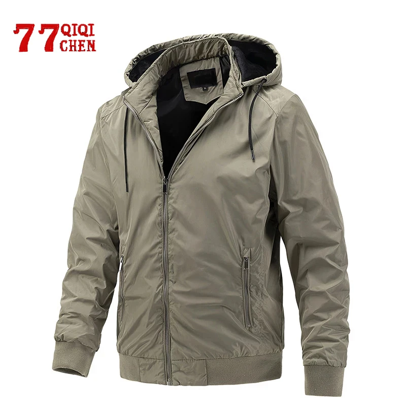 

Casual Hooded Jacket Men Spring Autumn Solid Color Slim Sports Bomber Coat Male Tactical Outdoor Overcoat Chaquetas Hombre
