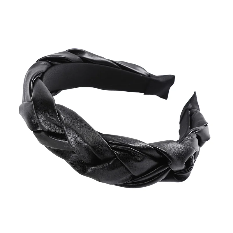 Black AWAYTR оплетка из искусственной кожи, повязка на голову для женщин, ободок для волос для женщин, обруч для волос, повязки на голову, Осень-зима, женские аксессуары для волос - Цвет: Black