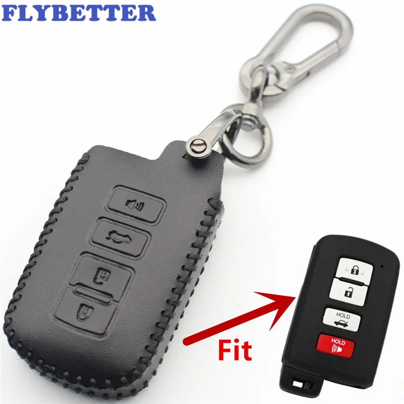 Чехол FLYBETTER из натуральной кожи с 4 кнопками и умным ключом для Toyota