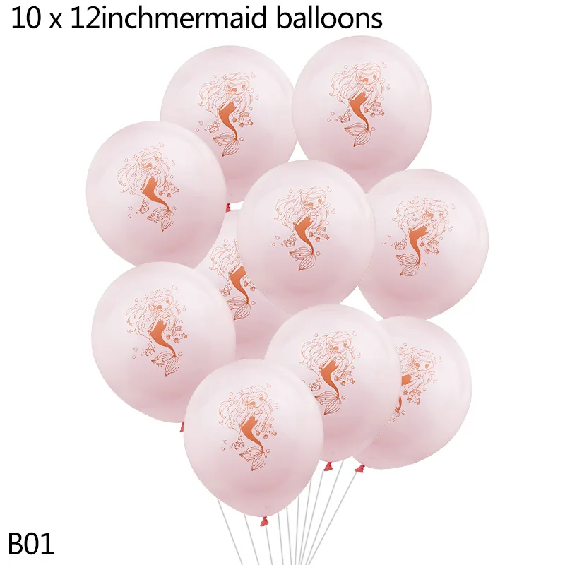 B01 10pcs Mermaid Balloons Multicolor Confetti Balloon latex 12inch Wedding Ballons Birthday Party Decoration Baby shower Supplies - Цвет: B01