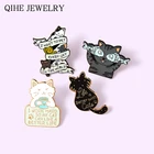 Эмалированные булавки с мультяшным котенком, котом, рыбой, баннеры 