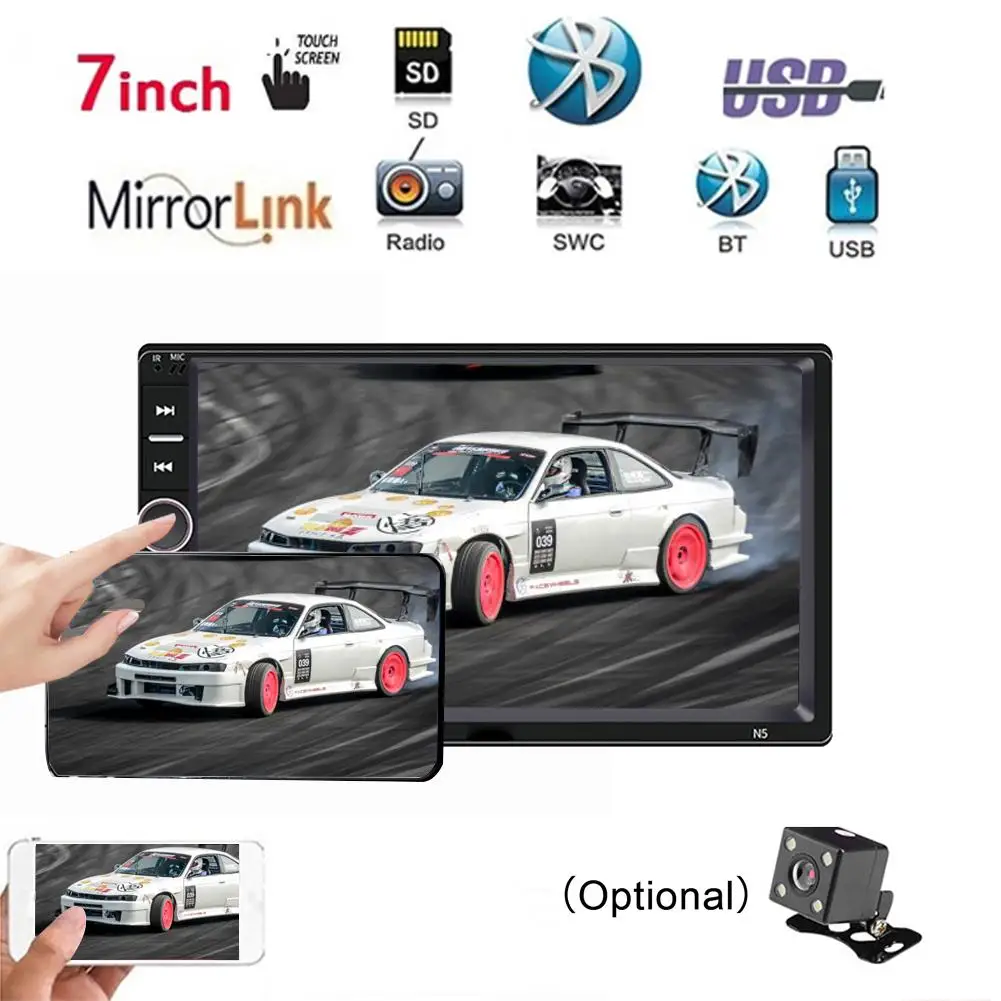 Фото Автомагнитола 2 Din автомобильный мультимедийный плеер с сенсорным экраном MP5