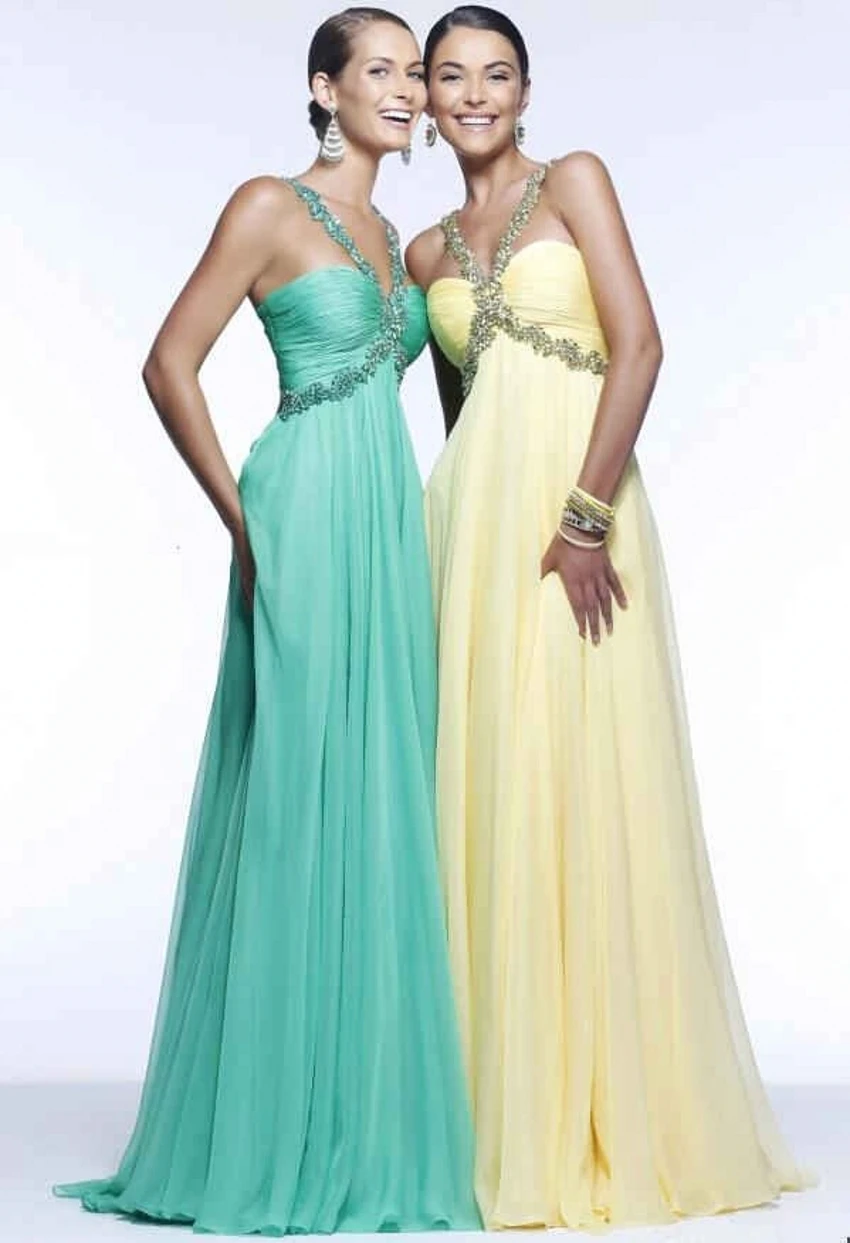 Женское шифоновое платье с лямкой на шее длинное вечернее бусинами и кристаллами