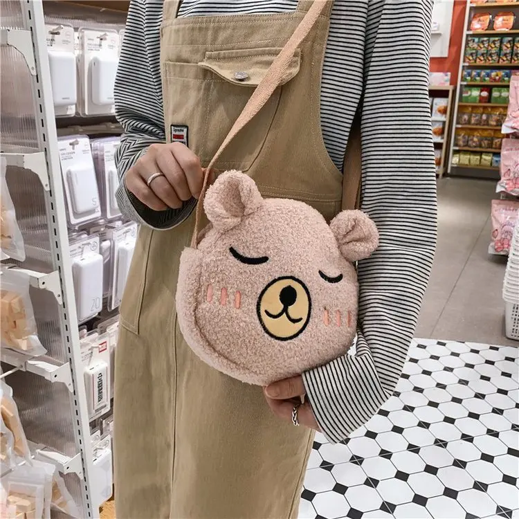 

Cute Plush Bear mini Shoulder bag woman Lovely Cartoon ladies hand bags Japan style side bags for women Small malas de senhora