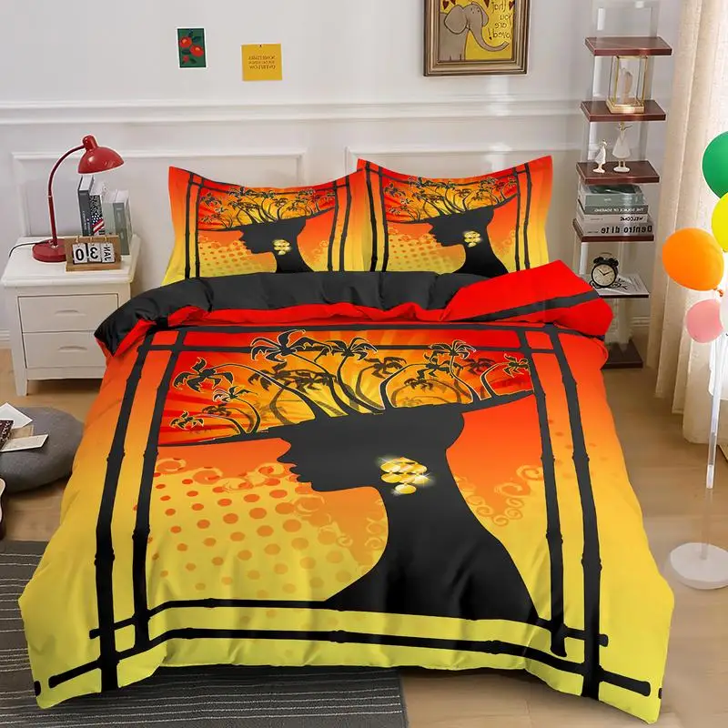 

3D Modern Girl Bedding Set Comforter Cover Scenery Single Double Queen King Size