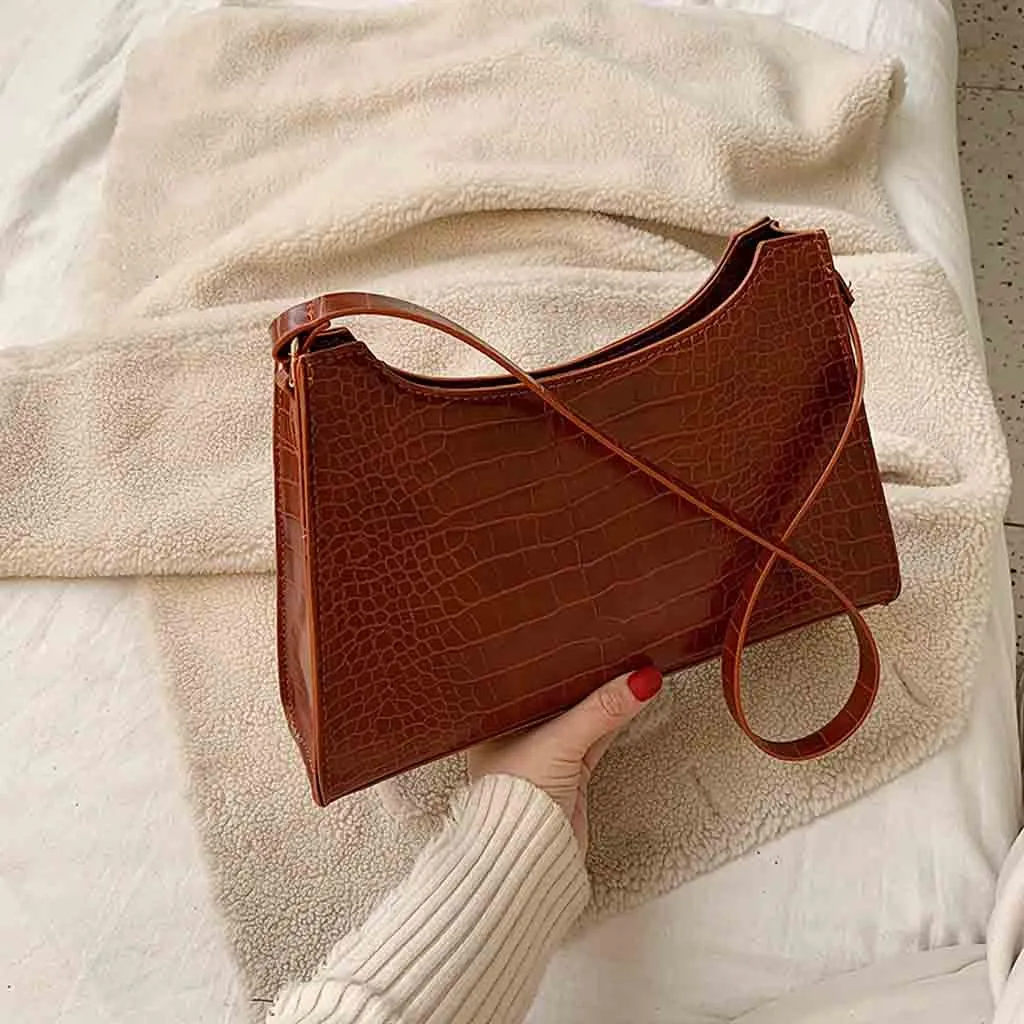 Женская однотонная сумка мессенджер со змеиным узором простая Наплечная Сумка