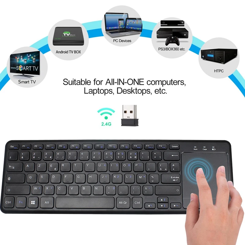 Французская версия 2 4G Беспроводная клавиатура с Presspad для Windows PC ноутбука Ios Pad Smart