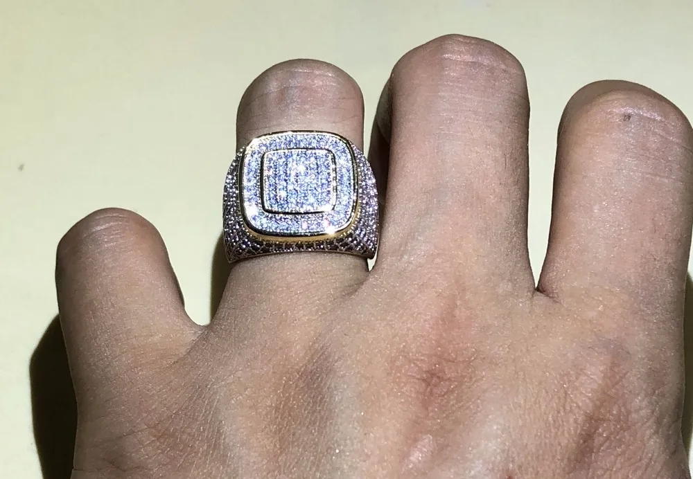 Роскошное кольцо в стиле хип хоп с микро проложить камнями CZ все кольца со льдом