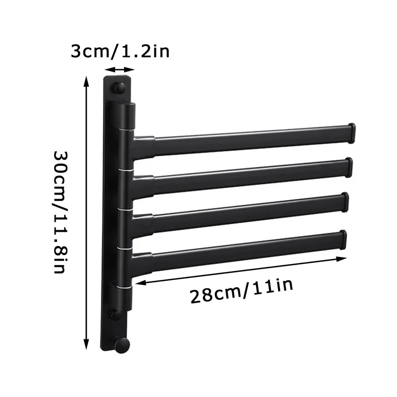 

Bathroom Towel Rack Swivel Towel Rail Wall-mounted Storage Shelf Self-adhesive Shower Holder Organizer for Clothing Rotatable