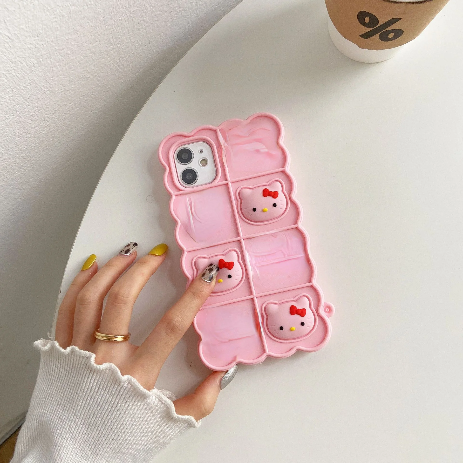 Hello Kitty case for iPhone 13/13Pro/13Promax/13min/X/XR/XS/XSMAX/11/12Pro/12mini Phone Wow glue sweet Case Cover