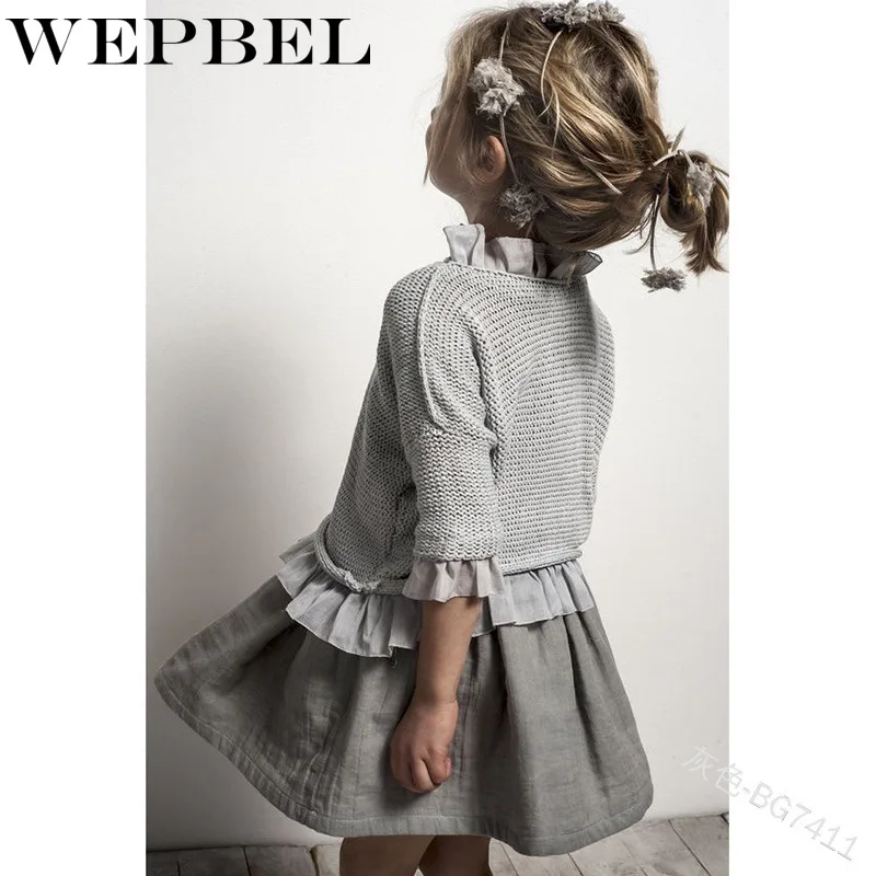 WEPBEL/платье для маленьких девочек детский модный однотонный свитер с длинными