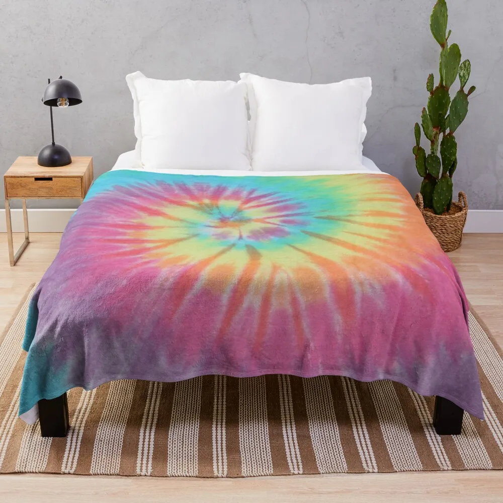 

Pastel Tie Dye Plush Throw Fleece Blanket Throw for Boys BedSpread Sofa Bedroon Décor