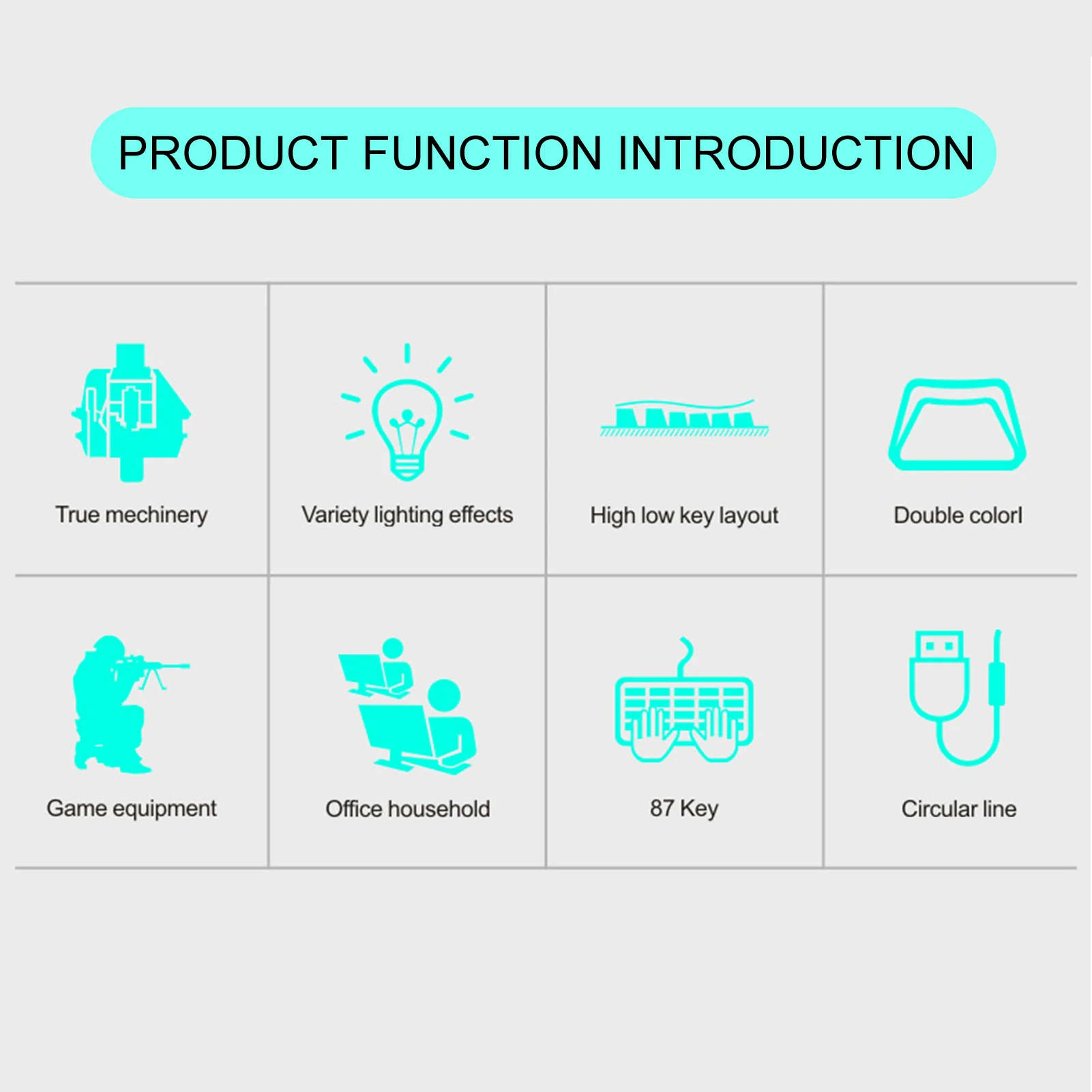 

K550 87 Keys USB Wired RGB Backlight Blue Switch Gaming Mechanical Keyboard