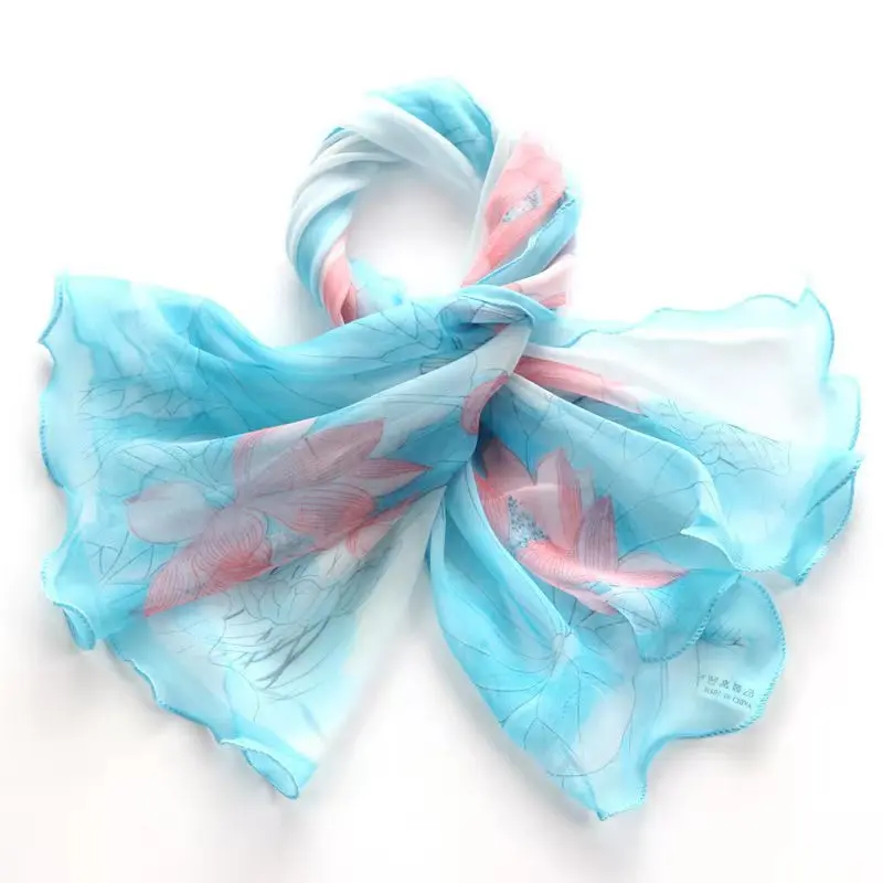 

Four Seasons Universal Ruffled Small Square Scarf Ladies Korean Version Artificial Silk Multifunctional Sun Protection Bib E84