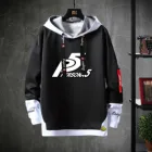 Игра аниме Persona 5 с капюшоном для подростков P5 мультяшный костюм унисекс Повседневный фальшивый костюм из двух предметов