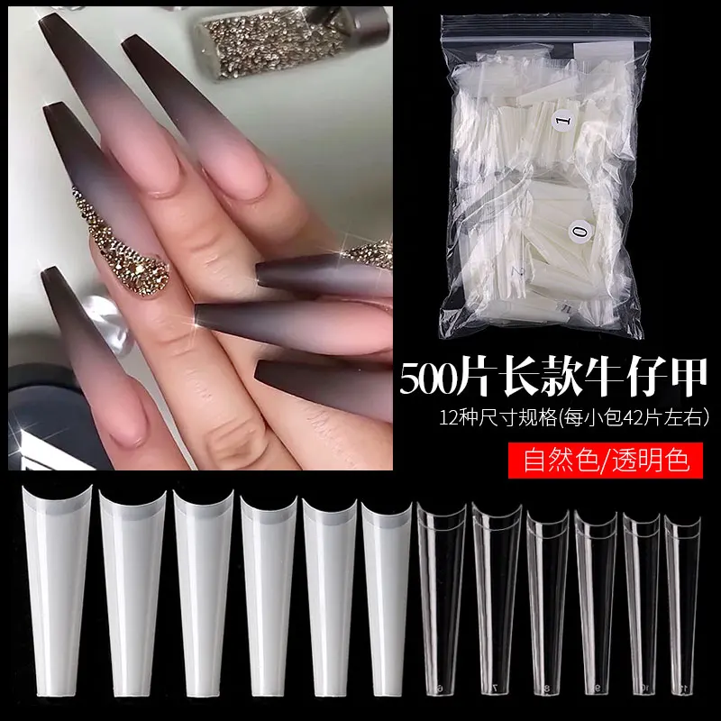

500Pcs Super Long French False Nails Tips Quick Gel Building Mold Form Fake Nail Art Practice Full Cover Strips Manicure Display