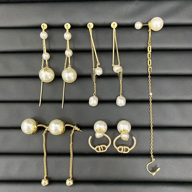 

Original Brand Designer Vintage Hoop Dangle Earring Big Pearl Tassel Long Stud Earrings Eardrop Jewelry for Women Holiday Gift