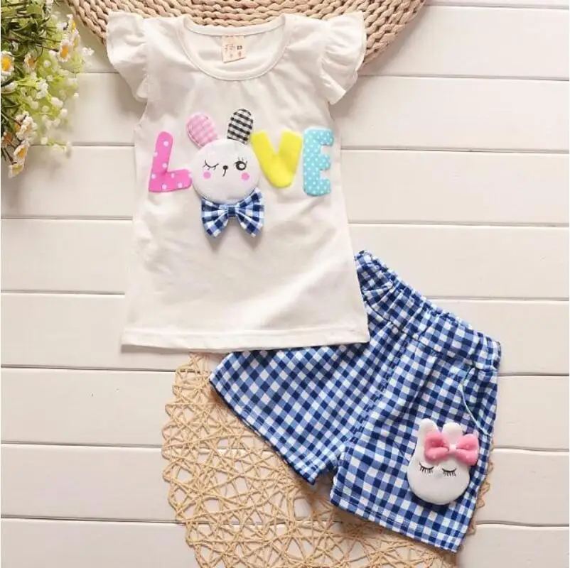 Летний спортивный костюм для девочек BibiCola комплект одежды маленьких | Детская