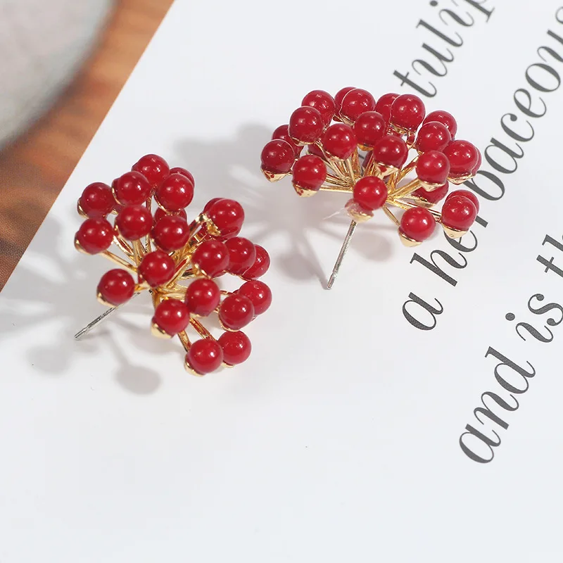 

2021 Oorbellen New Fireworks Design Simulated Pearl Flower Big Stud Earrings For Women Bride Wedding Jewelry Girl Party Gift