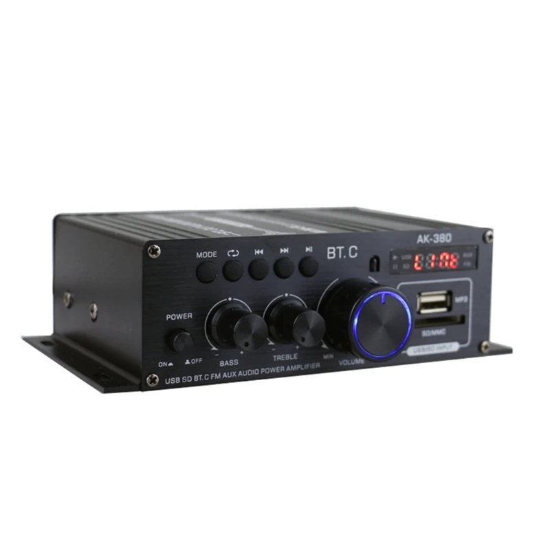 Усилители мощности HiFi 40Wx2-музыкальный проигрыватель с басами, FM-радио, стерео, домашний Автомобиль, 12 В, аудио, цифровой звуковой усилитель