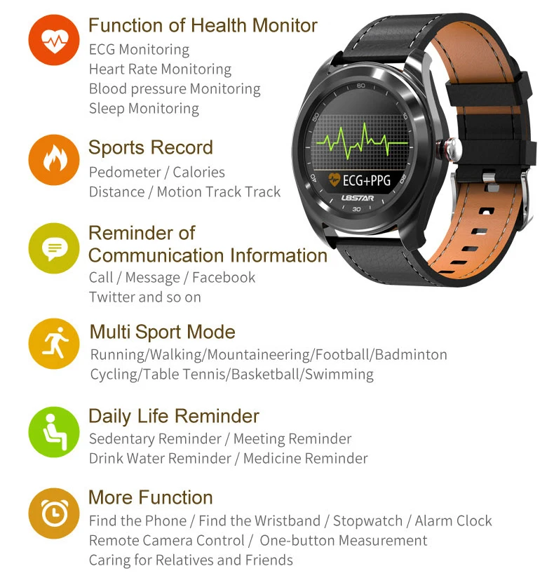B6 Smart Fitness Watch ECG PPG HRV Heart Rate Blood Pressure Sleep Monitor Health Tracker Sport Bussiness IP68 Shake Control